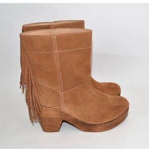 Free bird Farrah fringe suede platform boots tan 8